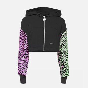 SALE - Cropped Hoodie sweatshirt reversible sequin sleeves M crop New NWT